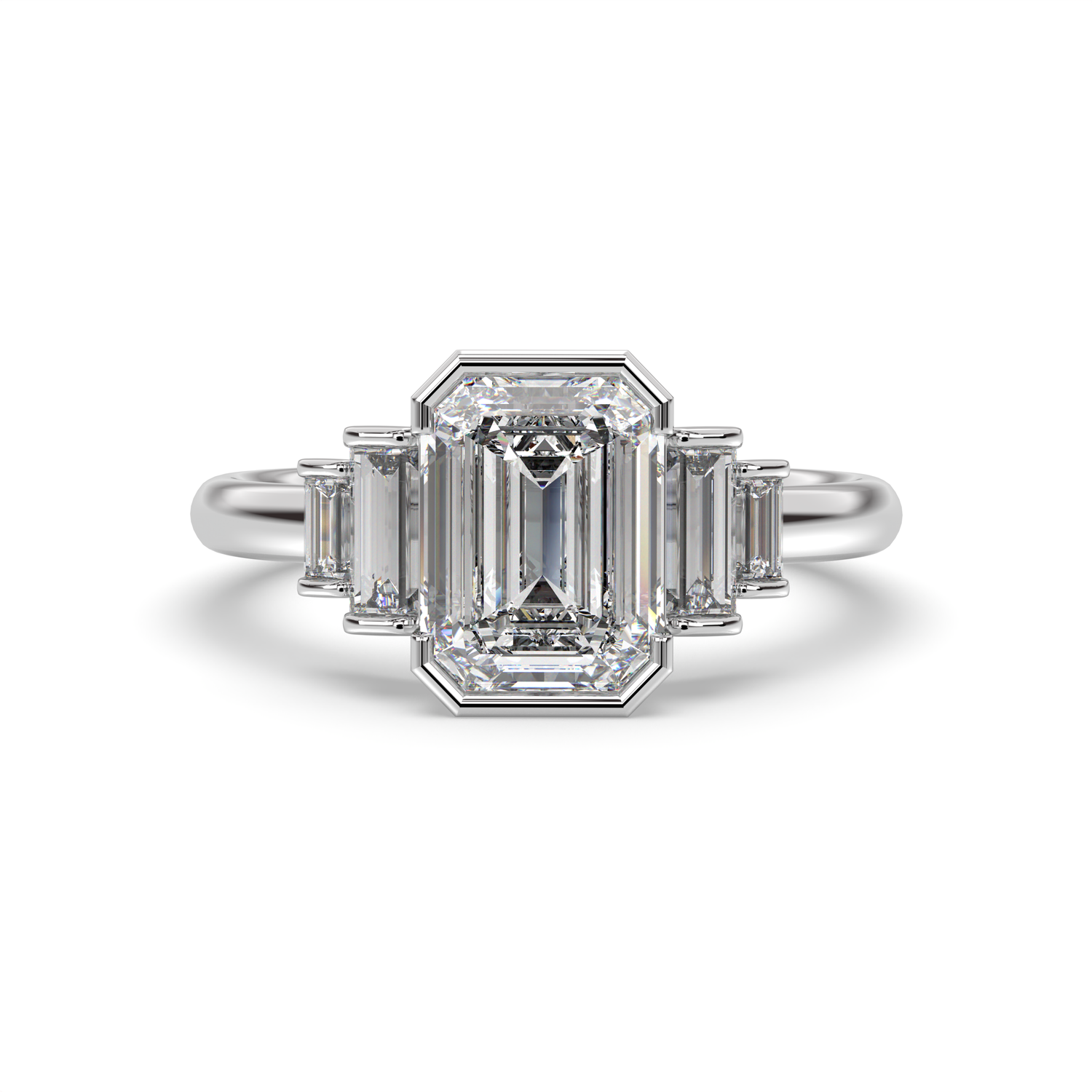 Five Stone Half Bezel Engagement Ring