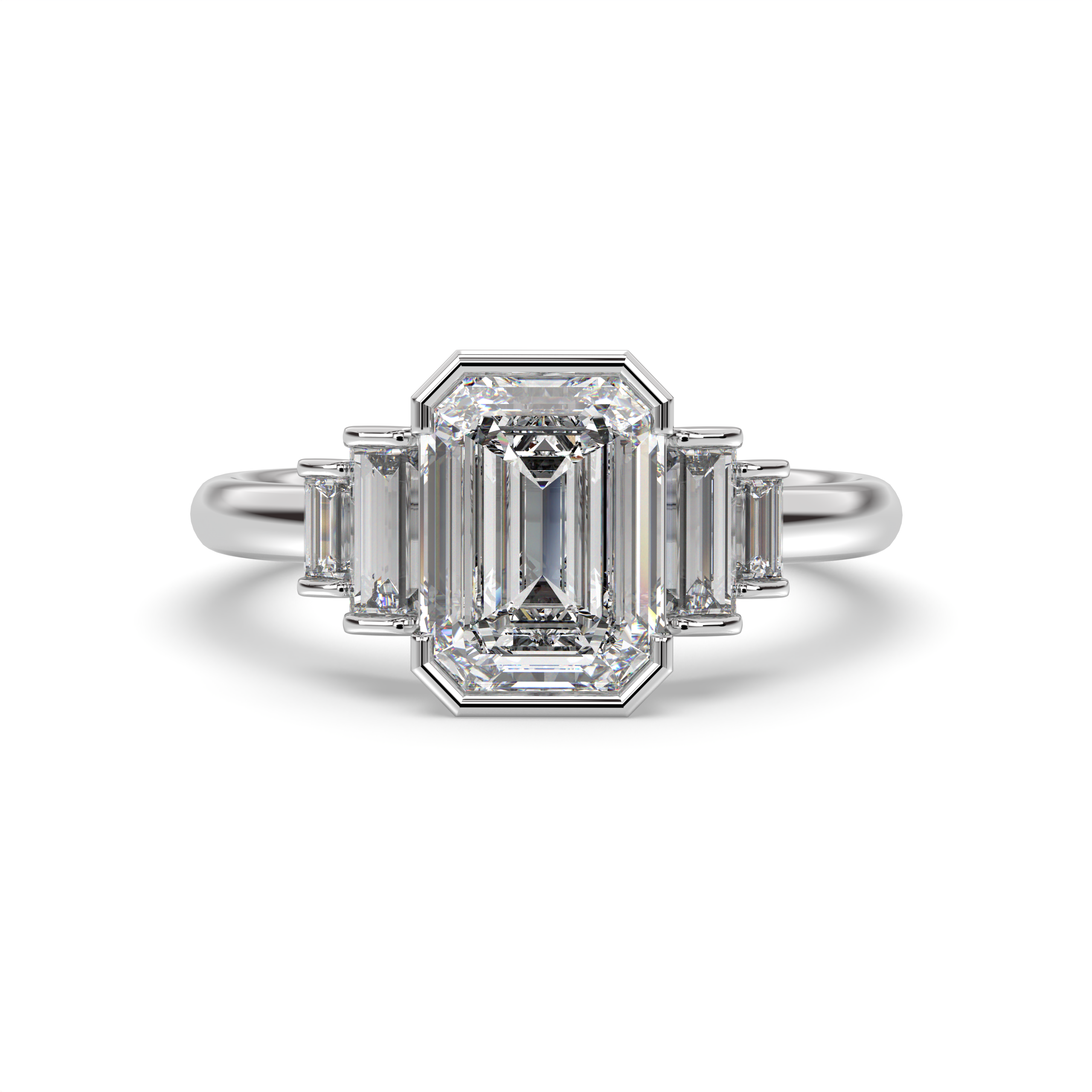 Five Stone Half Bezel Engagement Ring