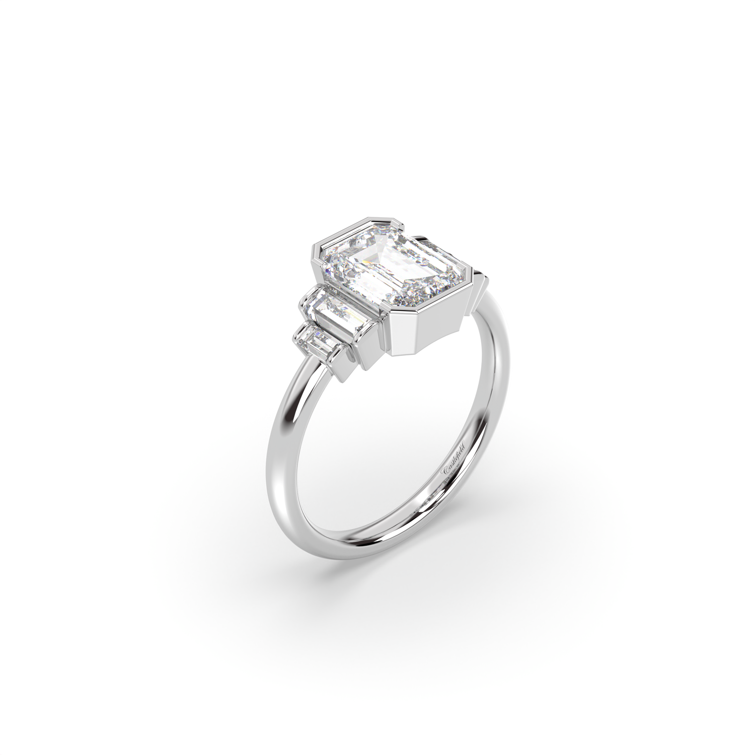 Five Stone Half Bezel Engagement Ring