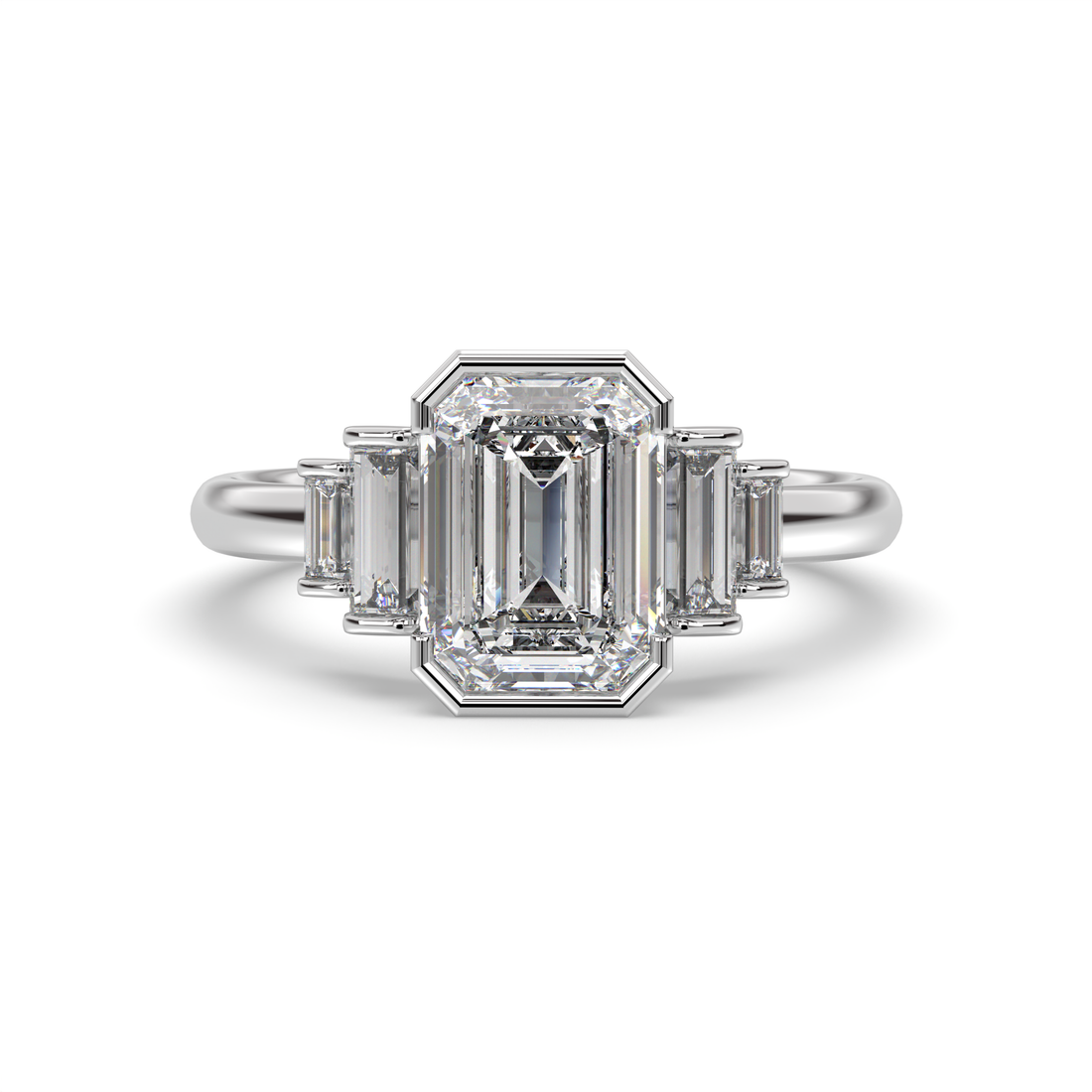 Five Stone Half Bezel Diamond Ring