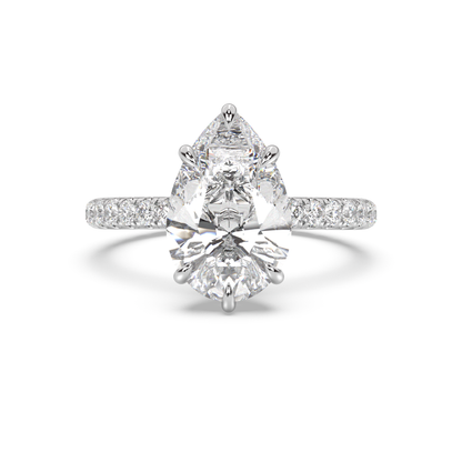 Classic Hidden Halo and Pavé Band Moissanite Engagement Ring