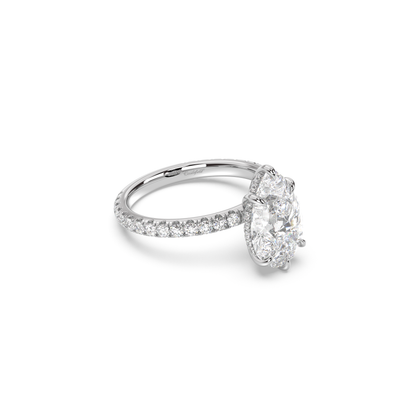 Classic Hidden Halo and Pavé Band Moissanite Engagement Ring