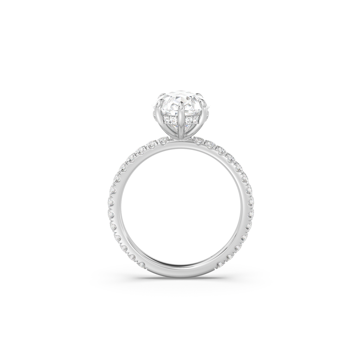 Classic Hidden Halo and Pavé Band Moissanite Engagement Ring