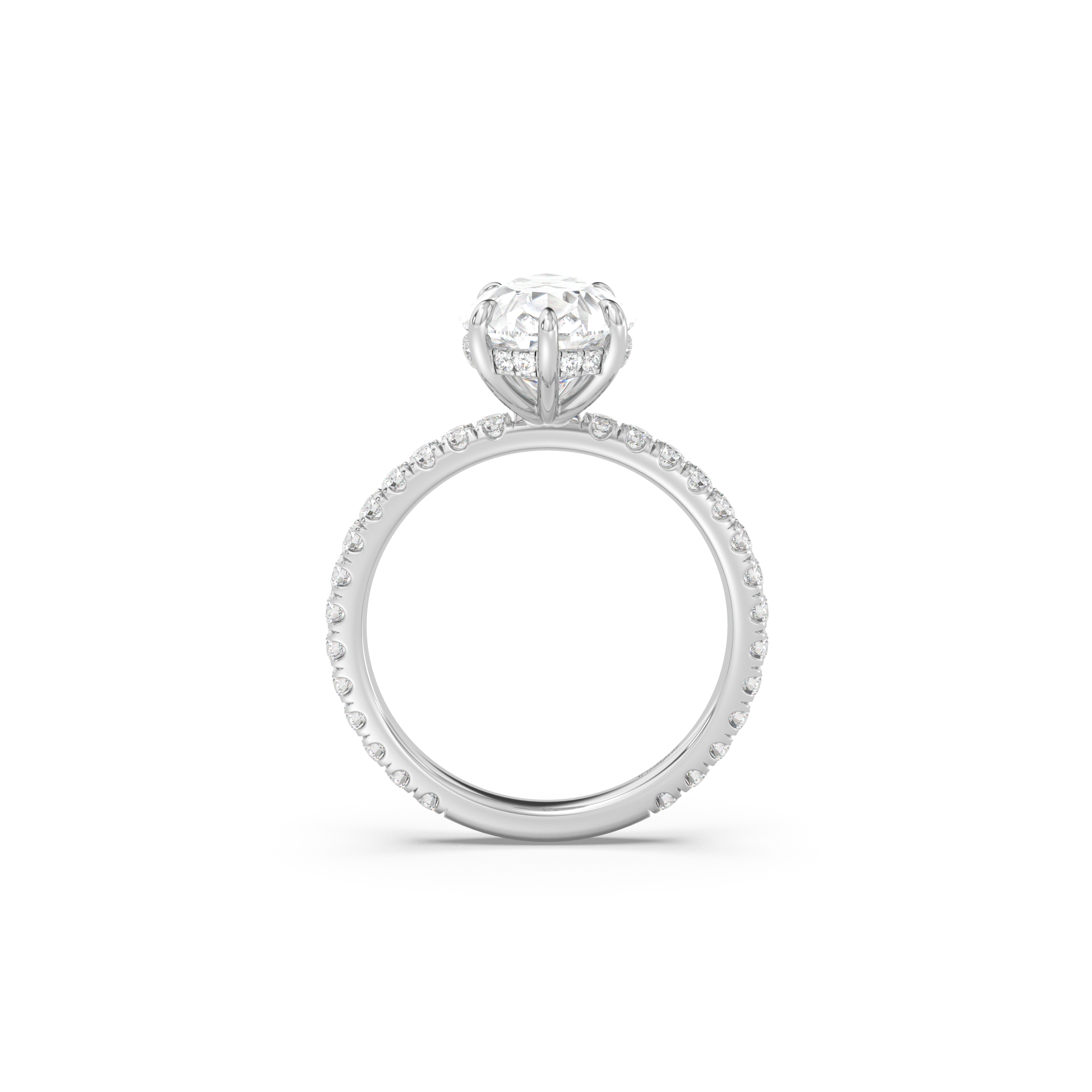 Classic Hidden Halo and Pavé Band Moissanite Engagement Ring