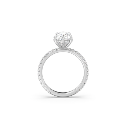 Classic Hidden Halo and Pavé Band Moissanite Engagement Ring