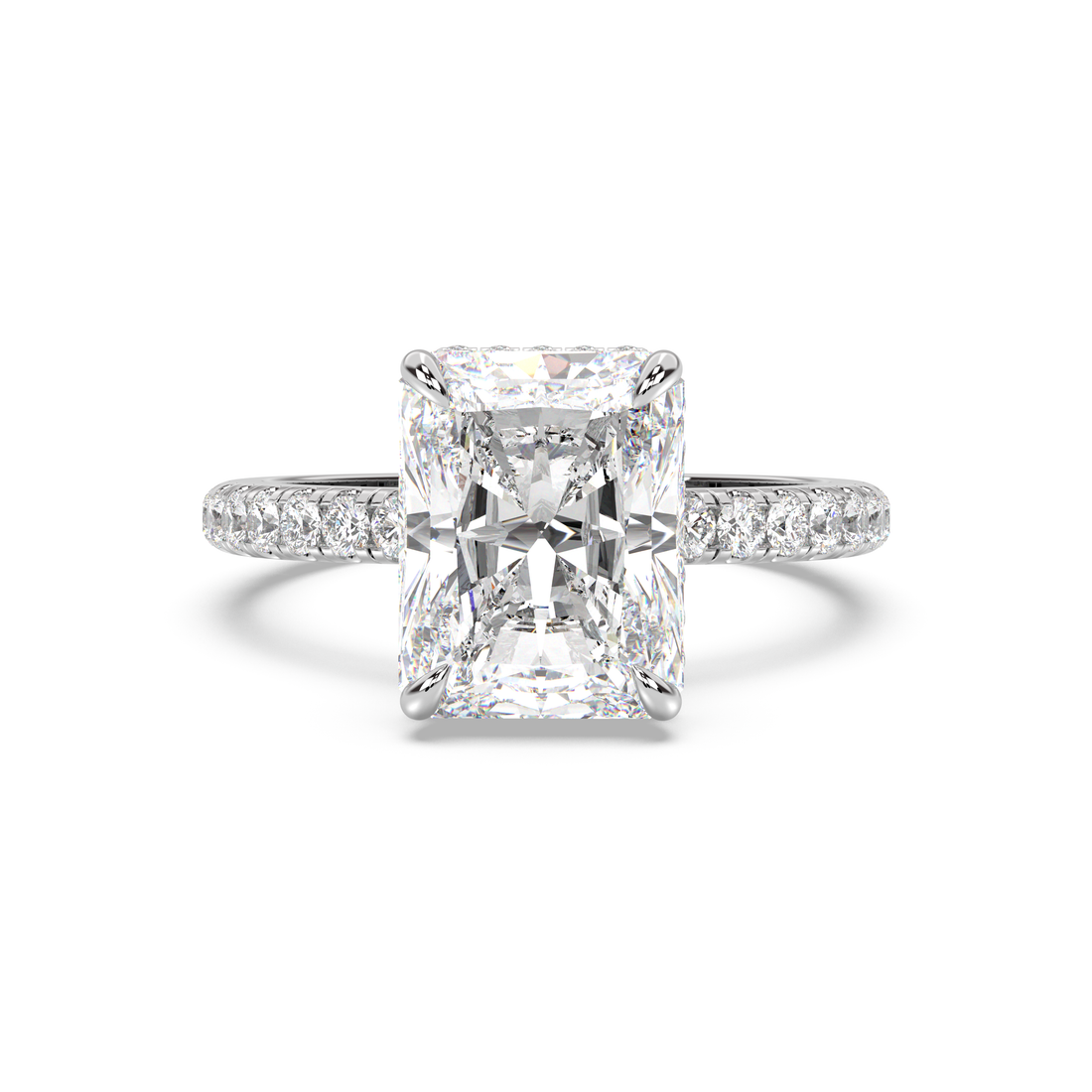 Classic Hidden Wrap and Pavé Band Engagement Ring