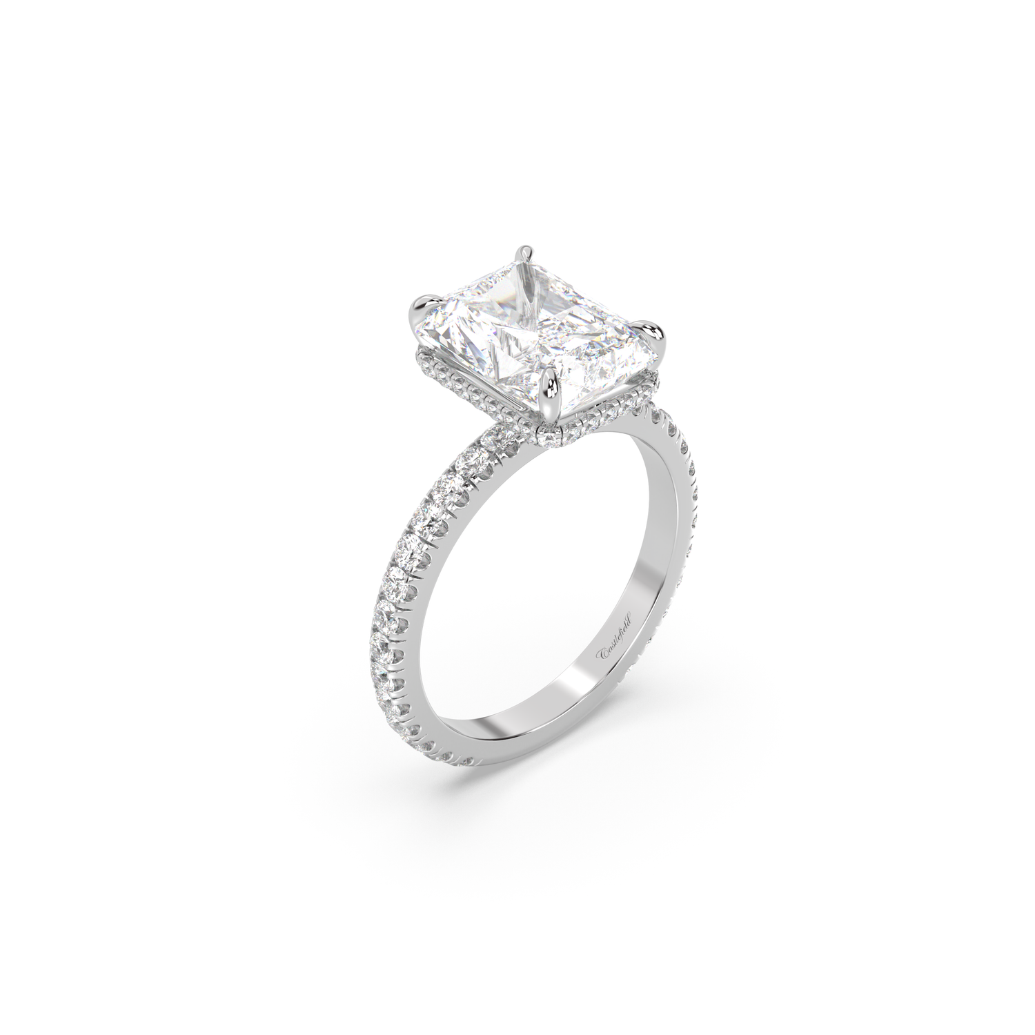 Classic Hidden Wrap and Pavé Band Moissanite Engagement Ring