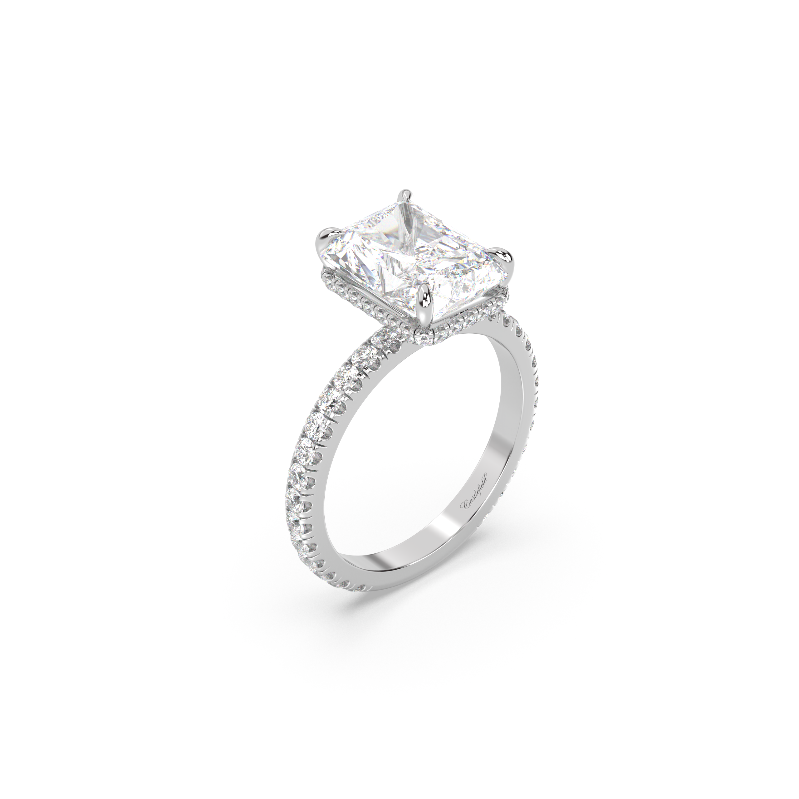 Classic Hidden Wrap and Pavé Band Diamond Ring Setting