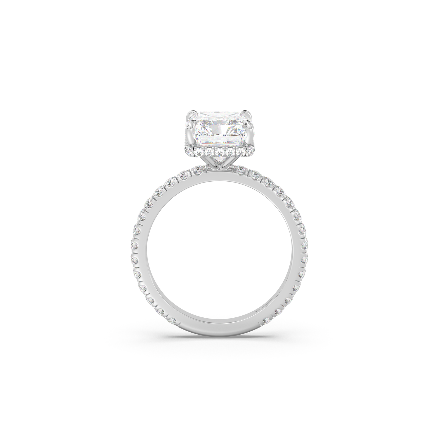 Classic Hidden Wrap and Pavé Band Moissanite Engagement Ring