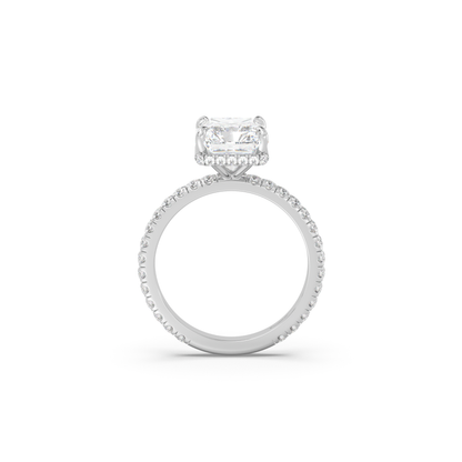 Classic Hidden Wrap and Pavé Band Diamond Ring Setting