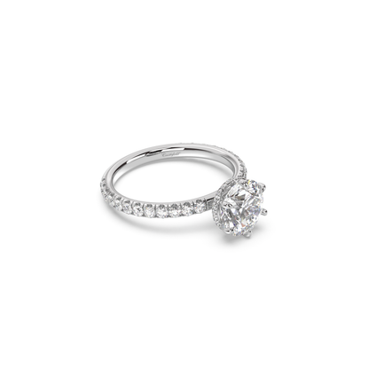Classic 6 Prong Hidden Wrap and Pavé Band Moissanite Engagement Ring