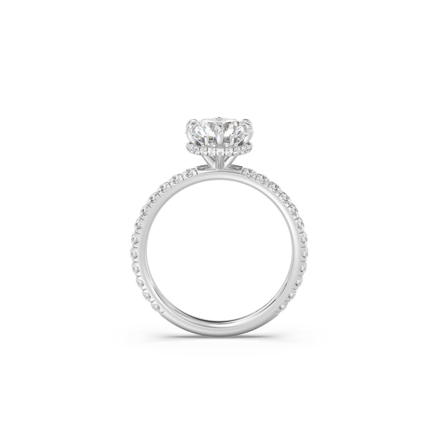 Classic 6 Prong Hidden Wrap and Pavé Band Diamond Ring