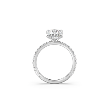 Classic 6 Prong Hidden Wrap and Pavé Band Moissanite Engagement Ring