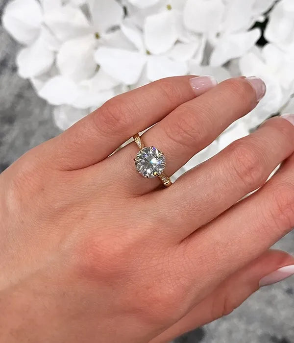 Signature Cathedral Petite Hearts Micro Pavé Diamond Ring