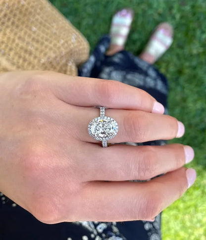 Classic Halo and Pavé Band Diamond Ring Setting