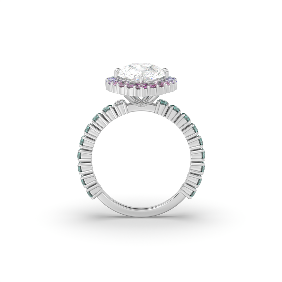 Pastel Halo Engagement Ring