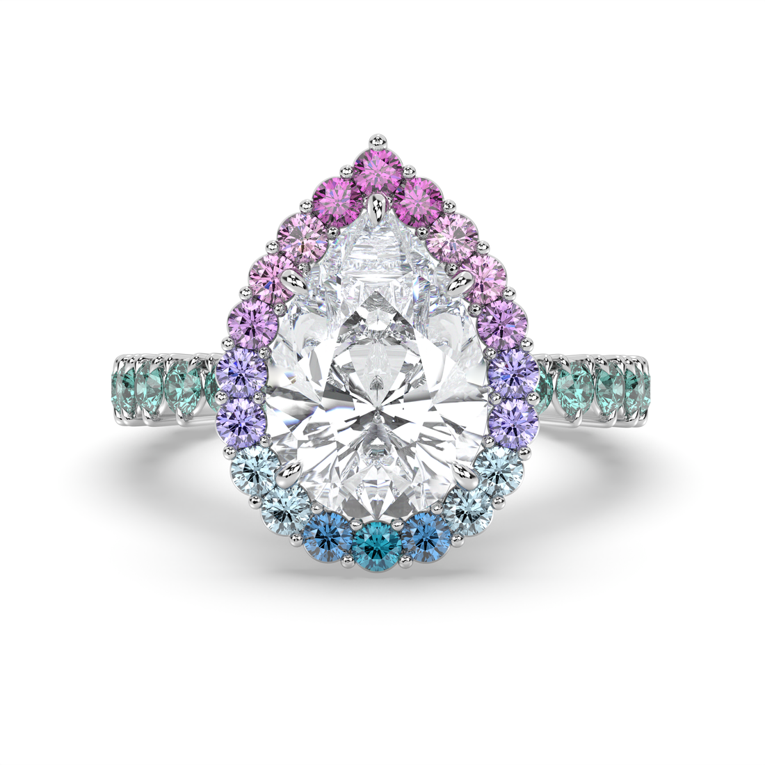 Pastel Halo Diamond Ring