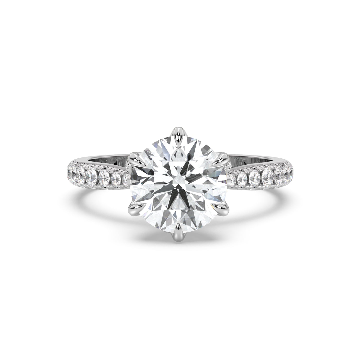 Cathedral Pavé Petal, Bridge and Band Engagement Ring