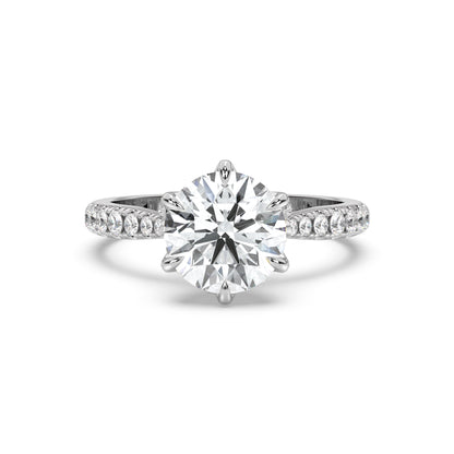 Cathedral Pavé Petal, Bridge and Band Engagement Ring