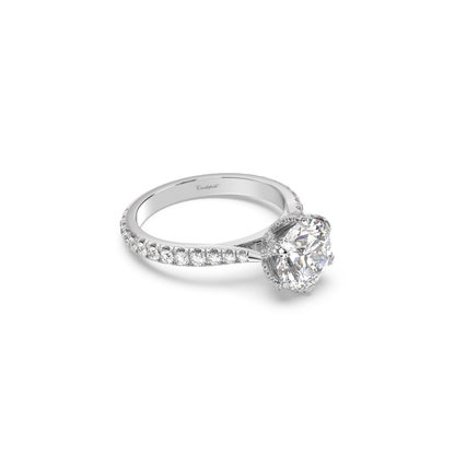 Cathedral Pavé Petal, Bridge and Band Engagement Ring