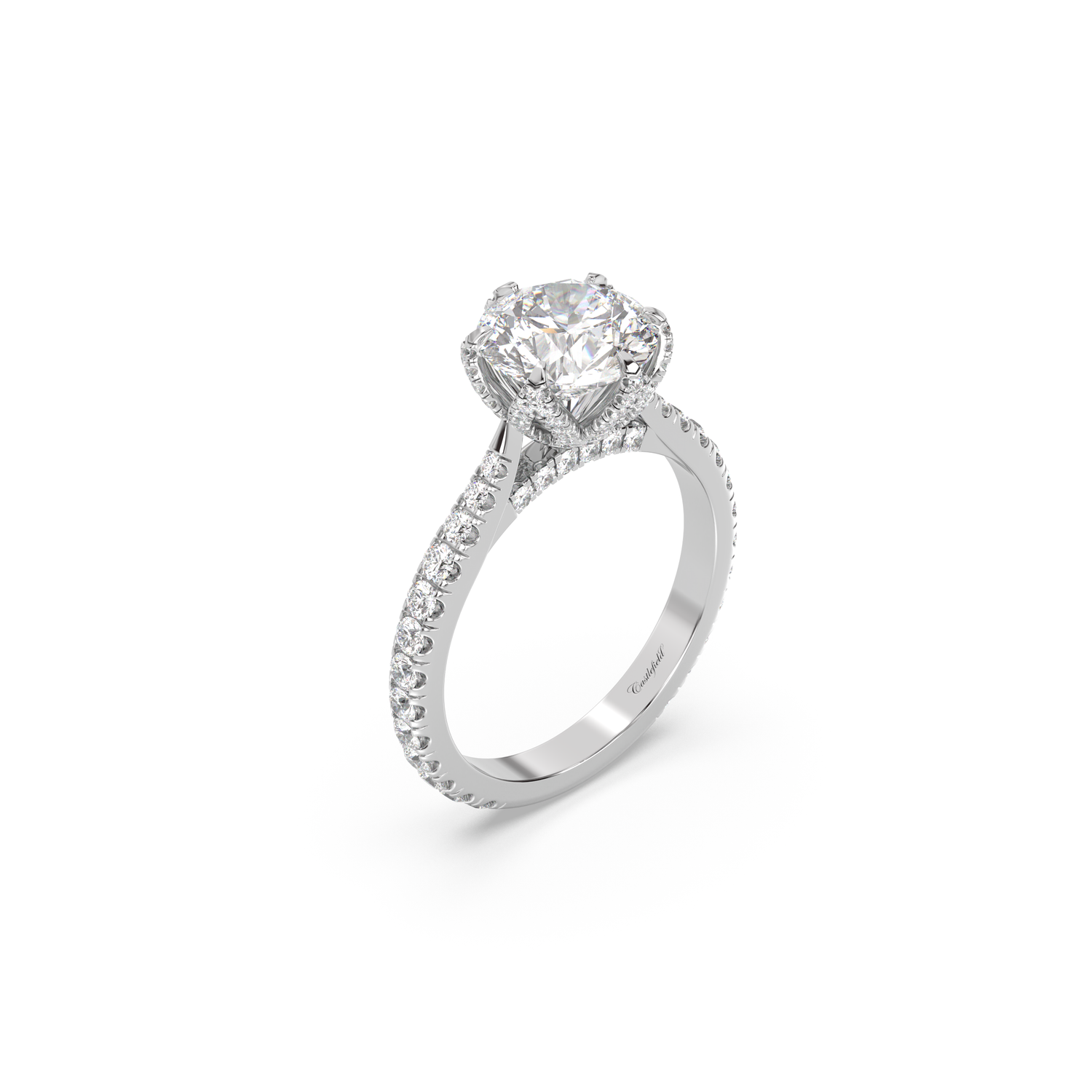 Cathedral Pavé Petal, Bridge and Band Engagement Ring