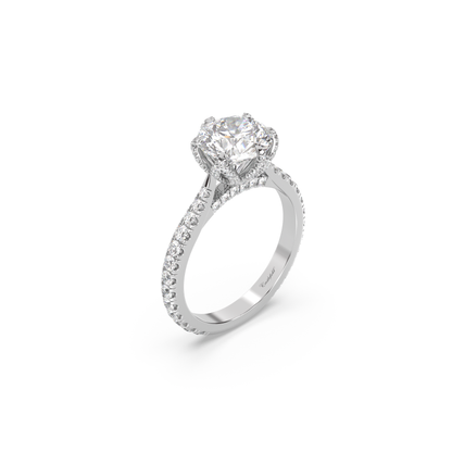 Cathedral Pavé Petal, Bridge and Band Diamond Ring