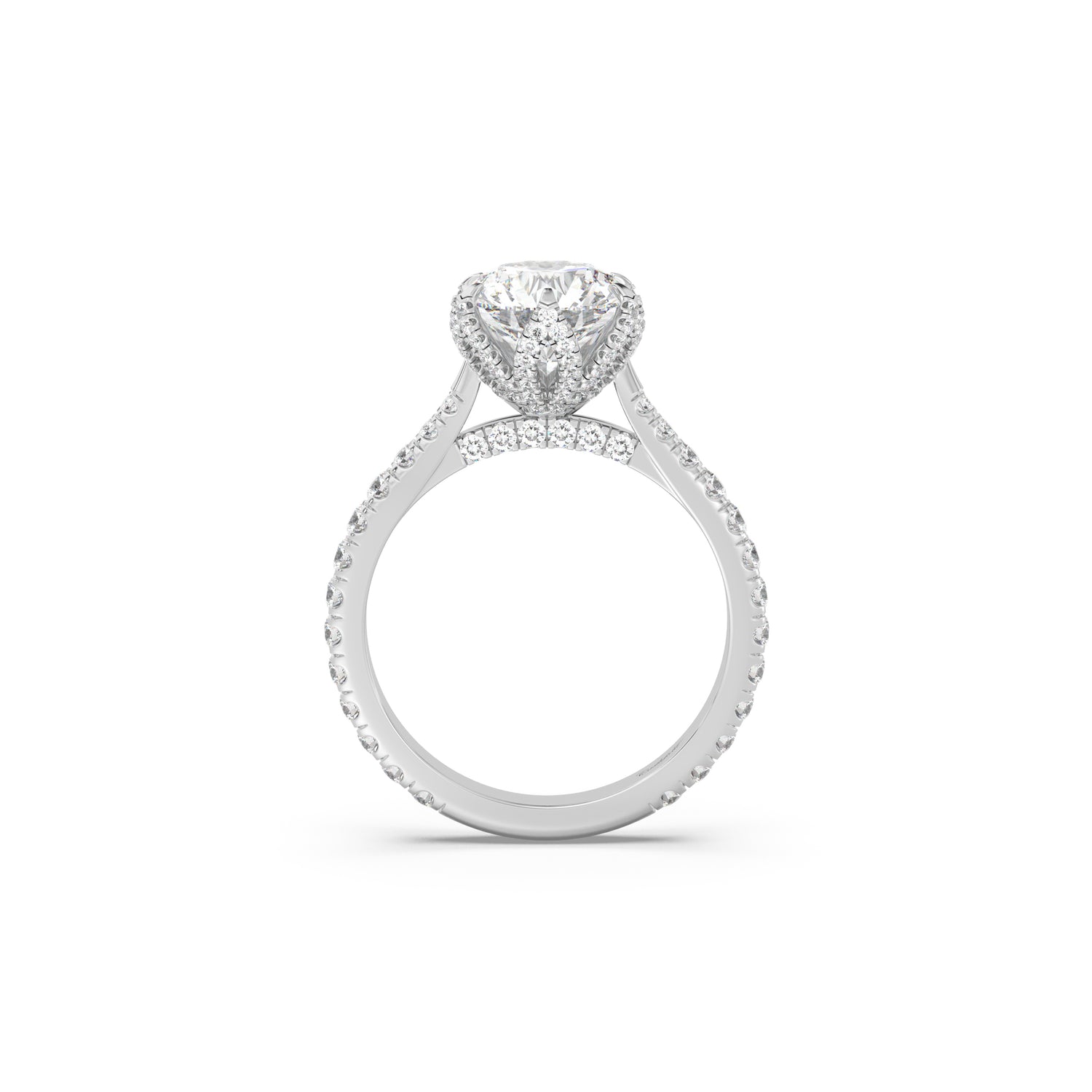 Cathedral Pavé Petal, Bridge and Band Engagement Ring