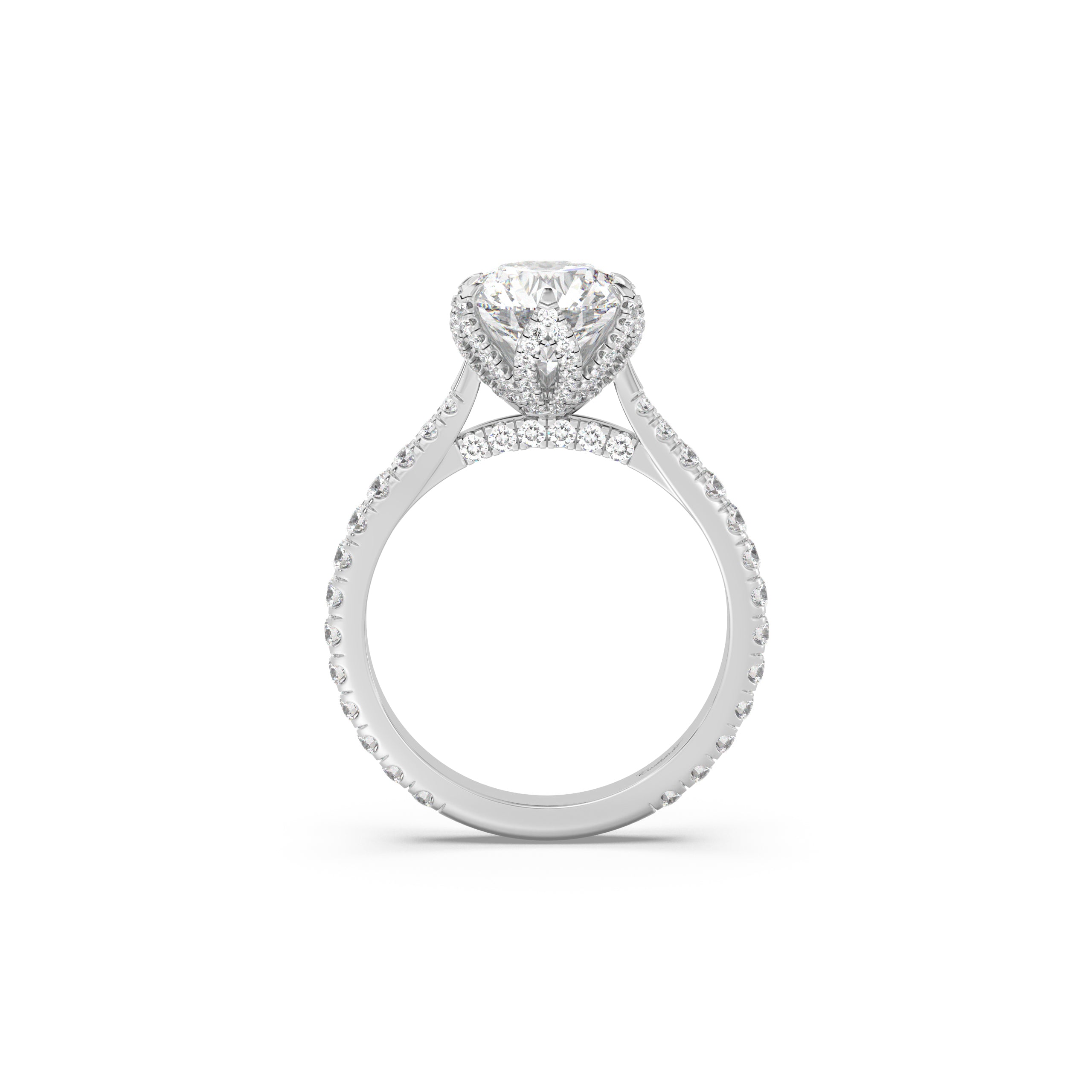 Cathedral Pavé Petal, Bridge and Band Engagement Ring