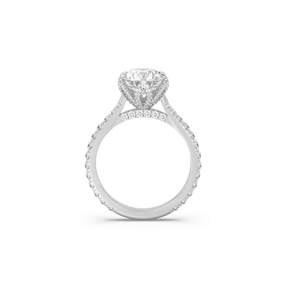 Cathedral Pavé Petal, Bridge and Band Engagement Ring