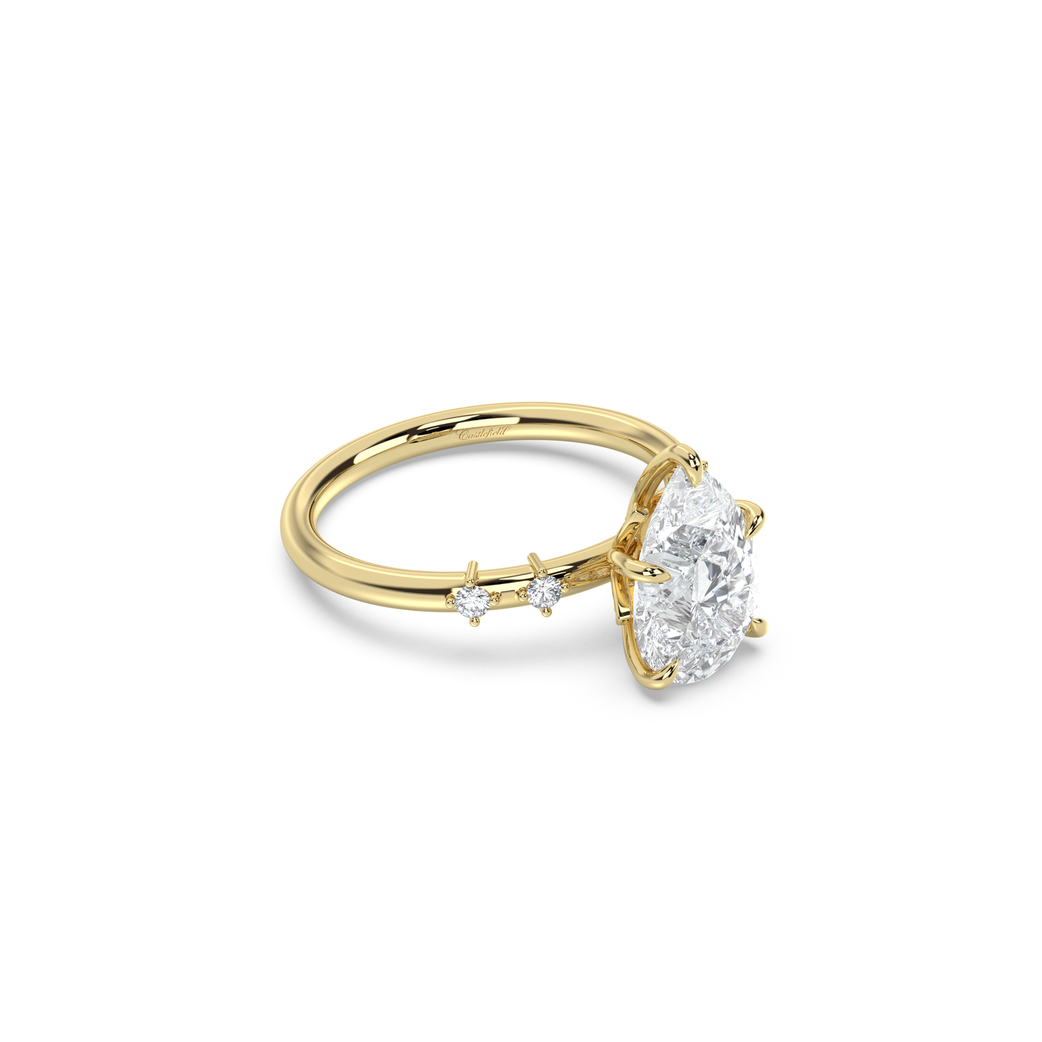 Petite Secret Garden and Accent Stone Band Engagement Ring
