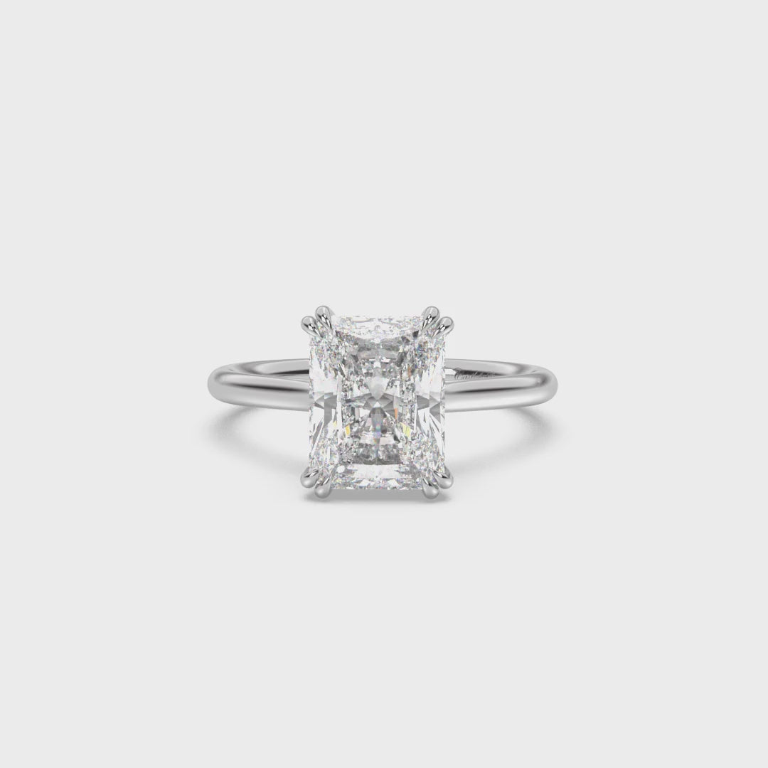 Cathedral Double Prong Hidden Halo Engagement Ring