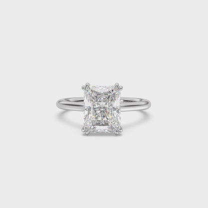 Cathedral Double Prong Hidden Halo Engagement Ring