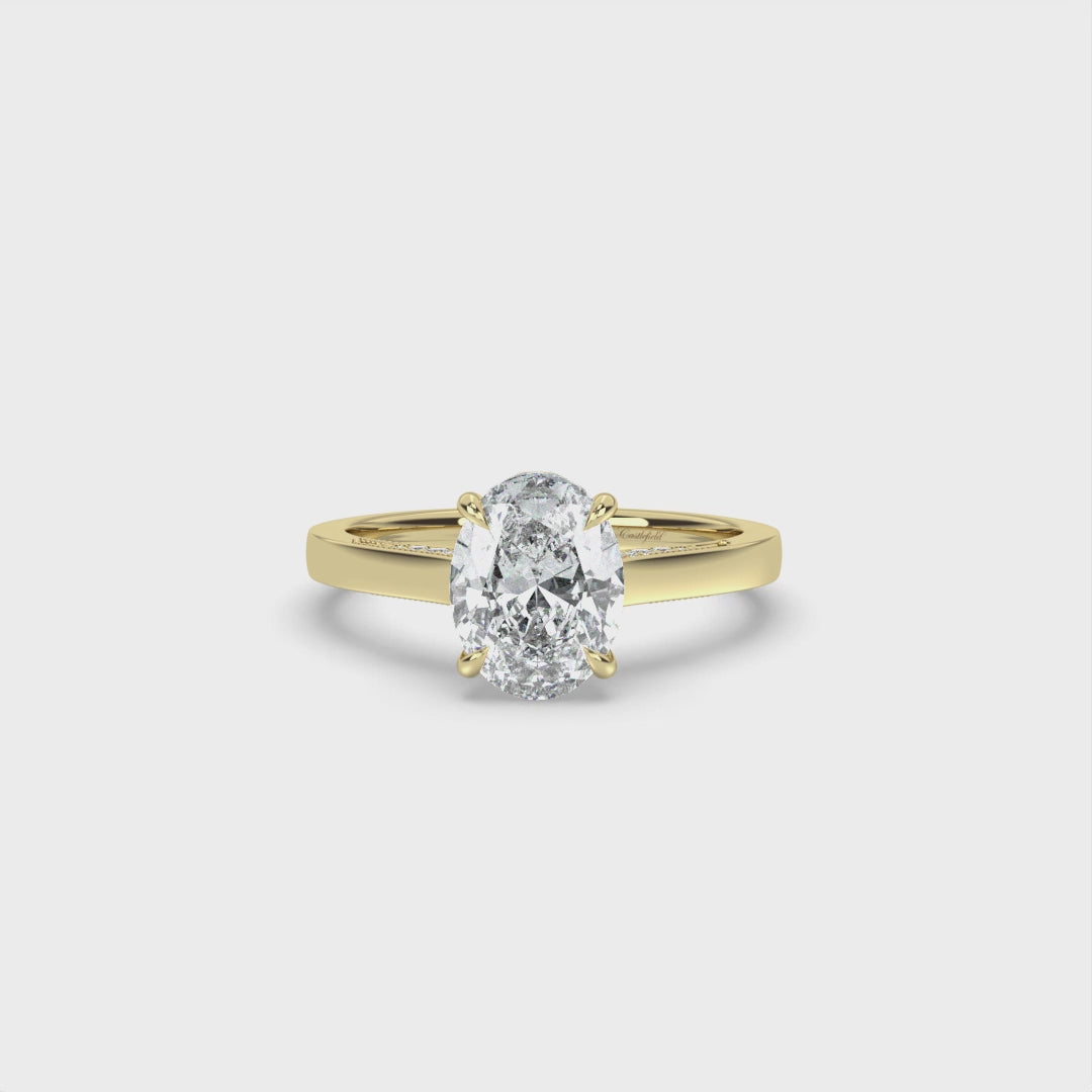 Signature Cathedral Inlaid Stone Hidden Halo Engagement Ring