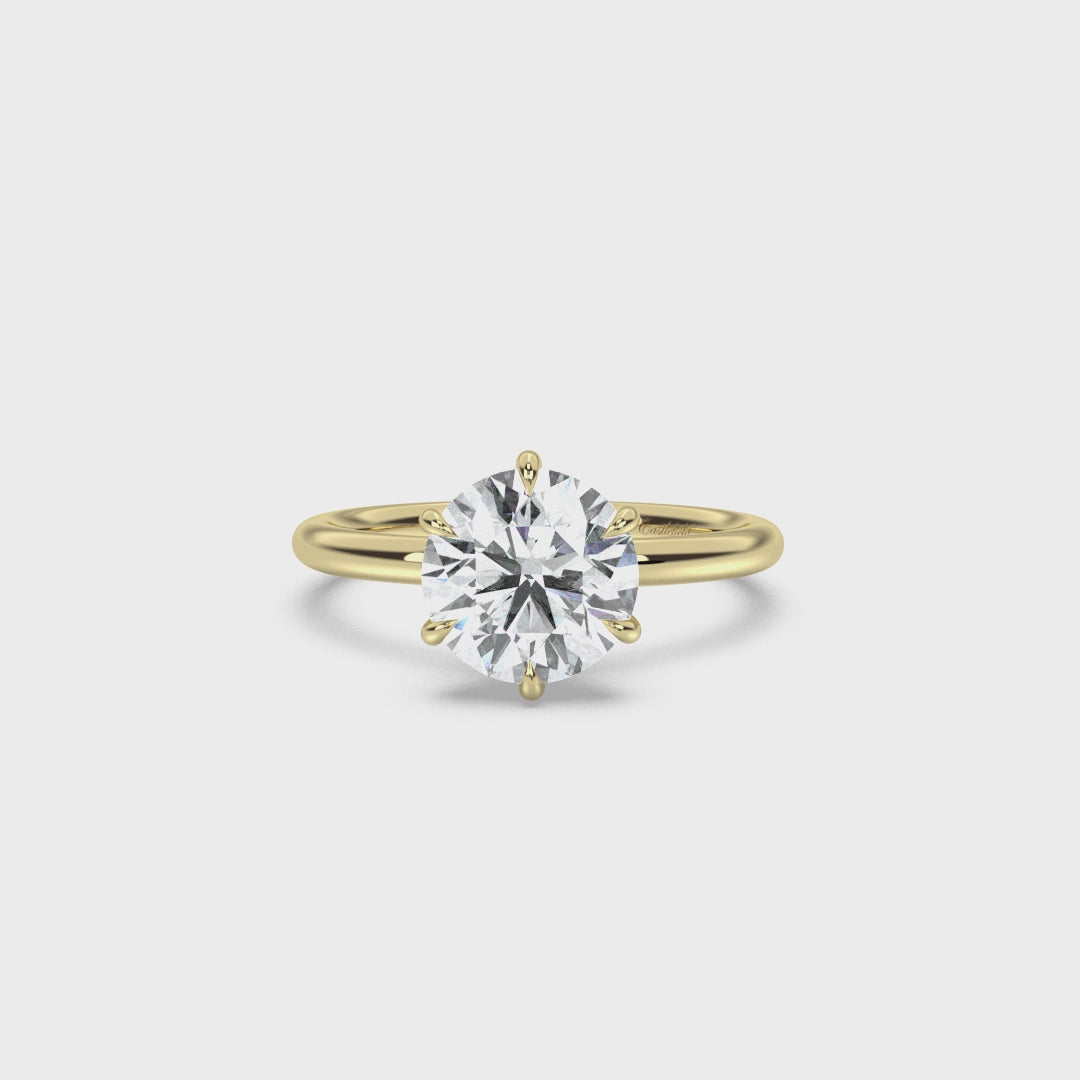 Classic 6 Prong Hidden Halo Diamond Ring Setting