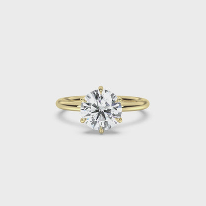 Classic 6 Prong Hidden Halo Diamond Ring Setting