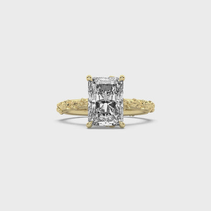 Intricate Floral Hidden Halo Diamond Engagement Ring Setting