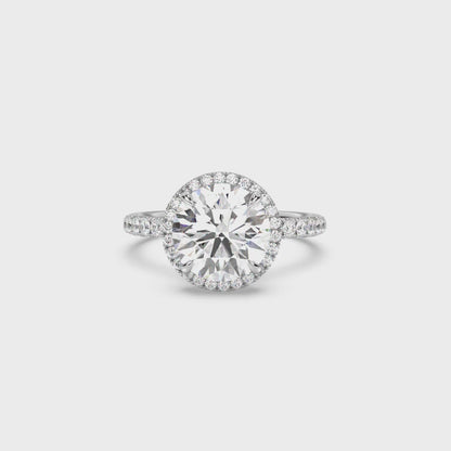 Classic Halo and Pavé Band Diamond Ring Setting