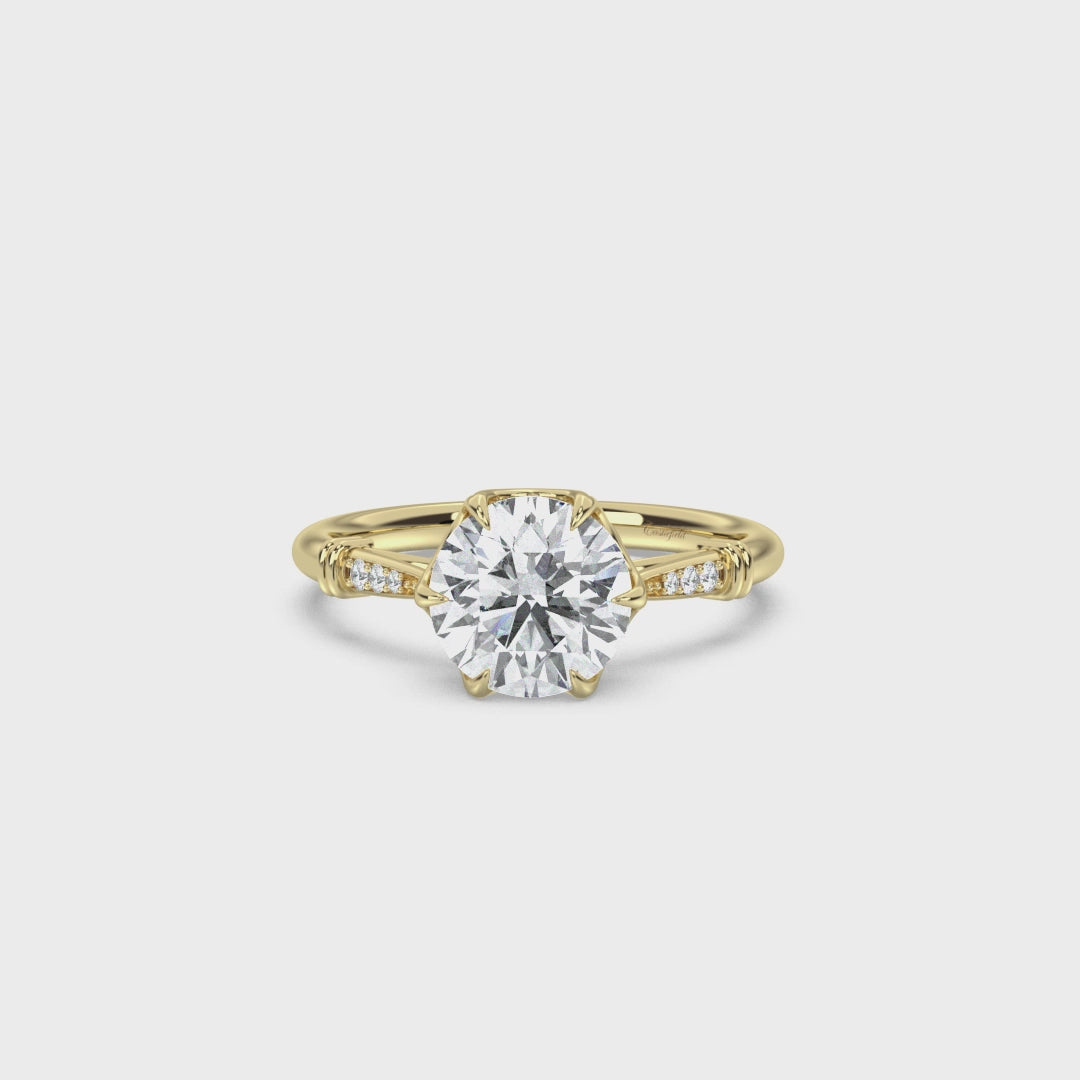 Cathedral Basket Micro Pavé Diamond Ring