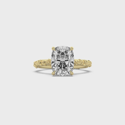 Intricate Floral Hidden Halo Diamond Engagement Ring Setting