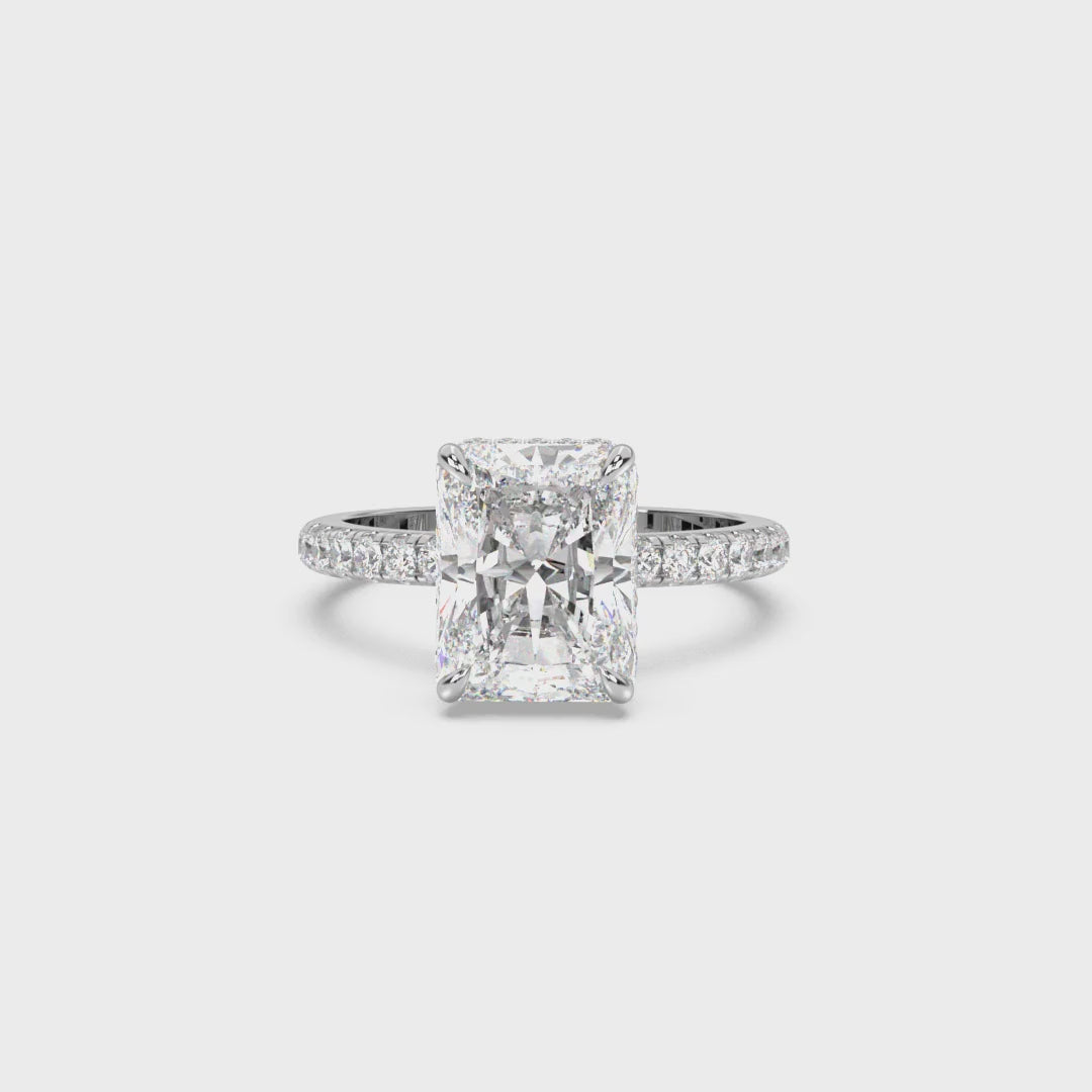 Classic Hidden Wrap and Pavé Band Diamond Ring Setting