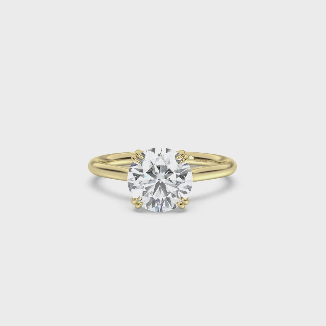 Cathedral Double Prong Hidden Halo and Pavé Bridge Diamond Ring