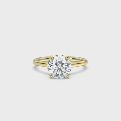 Cathedral Double Prong Hidden Halo and Pavé Bridge Diamond Ring