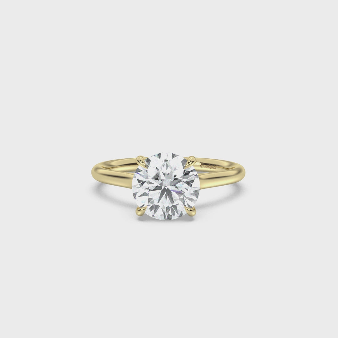 Cathedral Hidden Halo Engagement Ring