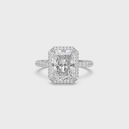 Classic Halo and Pavé Band Diamond Ring Setting