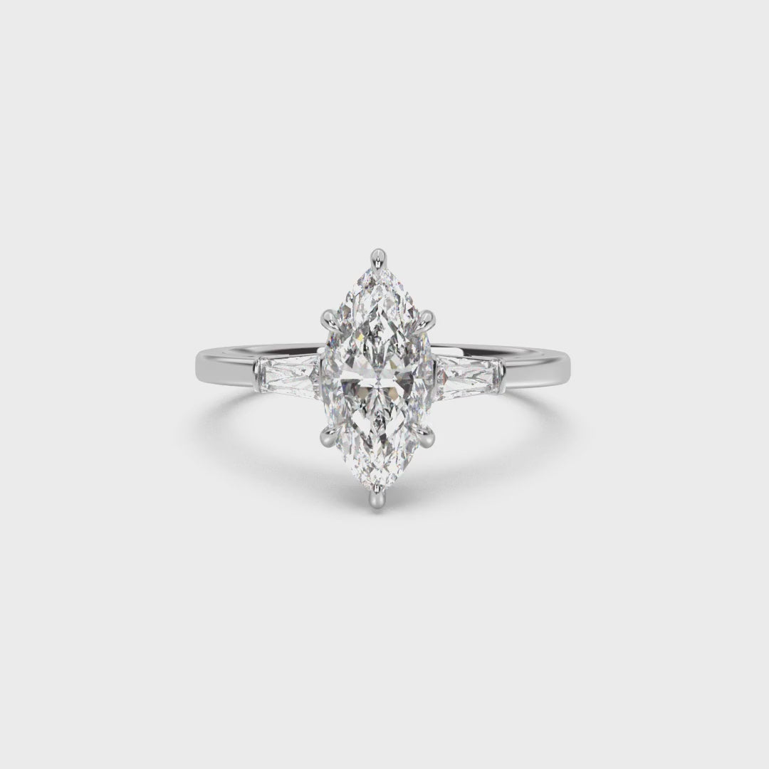 Three Stone Basket Engagement Ring