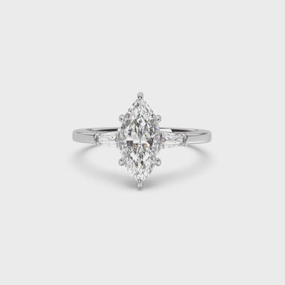 Three Stone Basket Engagement Ring
