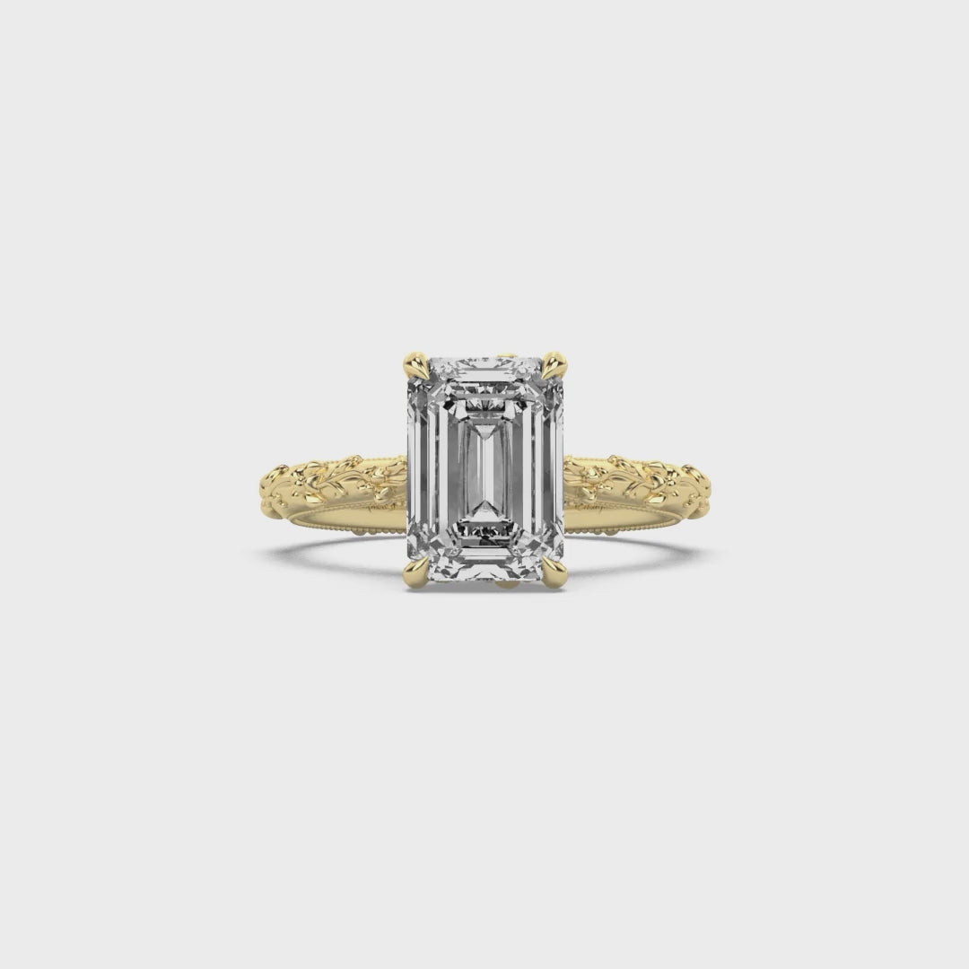 Intricate Floral Hidden Halo Diamond Engagement Ring Setting