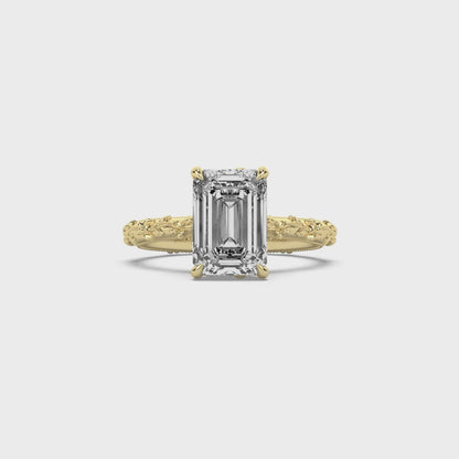Intricate Floral Hidden Halo Diamond Engagement Ring Setting