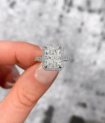 Classic Halo and Pavé Band Diamond Ring Setting