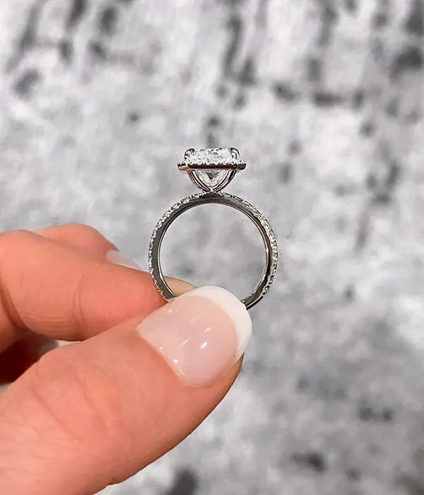 Classic Halo and Pavé Band Diamond Ring Setting